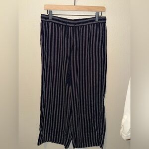 Banana Republic Navy Striped Wide Leg Linen Blend Pants Size S